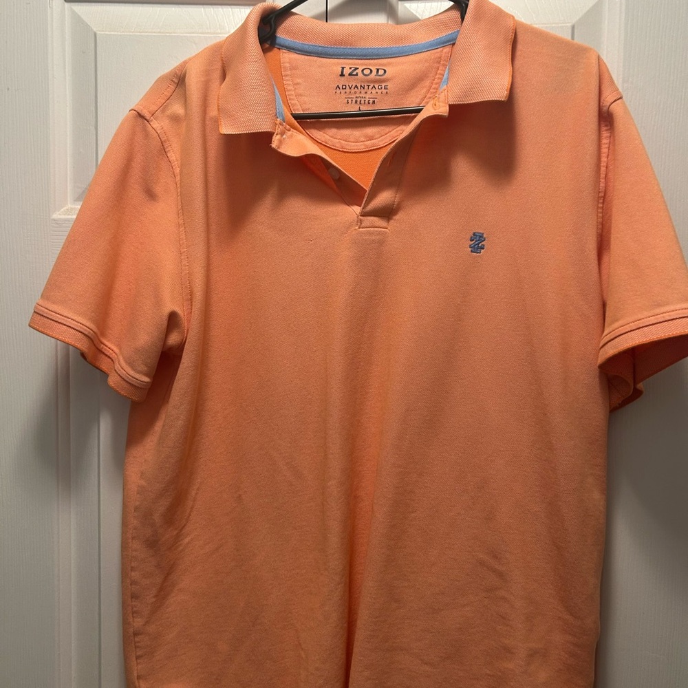 Izod Orange Polo Shirt Casual Cotton Blend